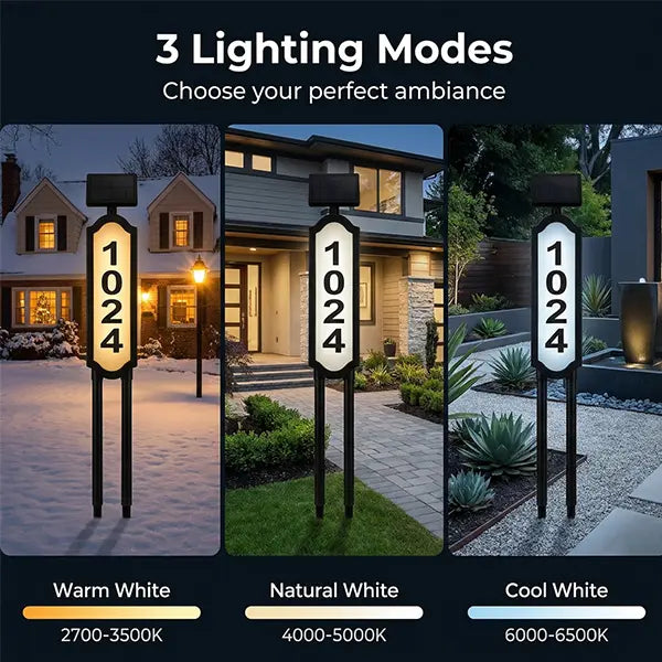 ☀️ Solar House Number Light | Waterproof Illuminated Address Sign With 3 Light Modes