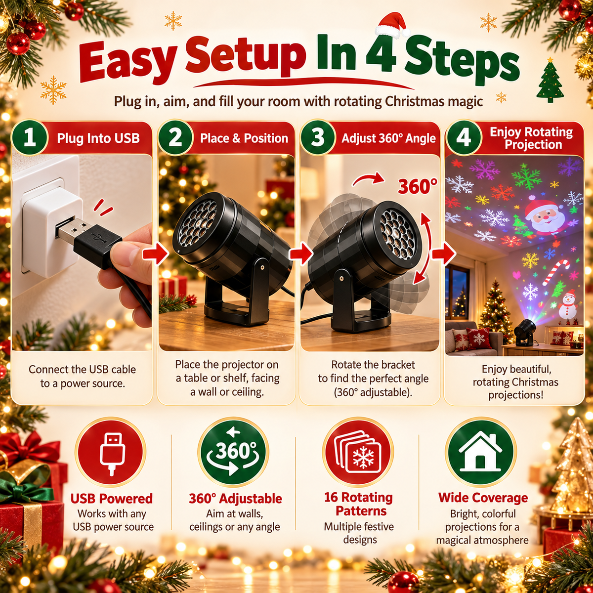 HD Christmas Projector – 6 or 10 Festive Scenes!!!