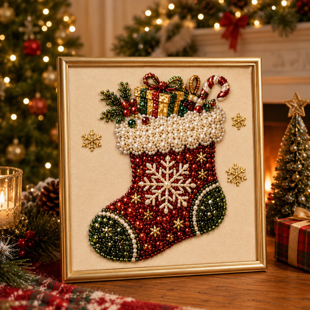 ❤️ 5-in-1 3D Pearl Art Kit – Christmas DIY Craft Set for Kids & Family Creative Fun 🎨