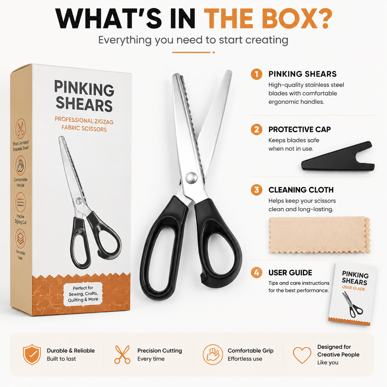 ✂️ Professional Pinking Shears – Sharp Serrated Fabric Scissors for Clean Zigzag Edges