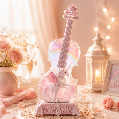 Violin Bluetooth Music Box with Swirling Glitter & Warm LED Night Light | Crystal Snow Globe Tabletop Ornament