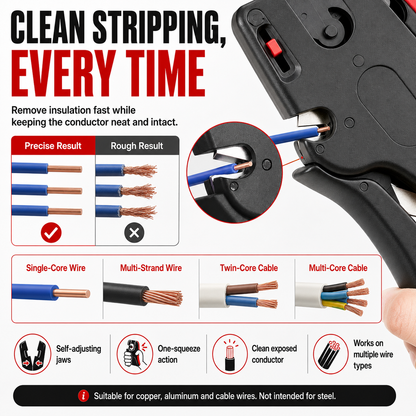 ⚡ HOT SALE | Automatic Wire Stripper & Cutter – Self-Adjusting 2-in-1 Cable Stripping Tool for Electrical & DIY Work