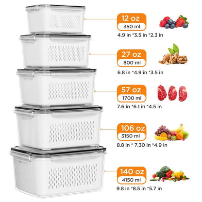 🍓3PCS Contenedores Herméticos para Alimentos con Colador Removible💧