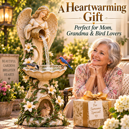 ✨Last Day 50% OFF✨☀️ Solar Angel Starlight Bird Waterer™🪽 – Lighted Garden Birdbath & Outdoor Decor