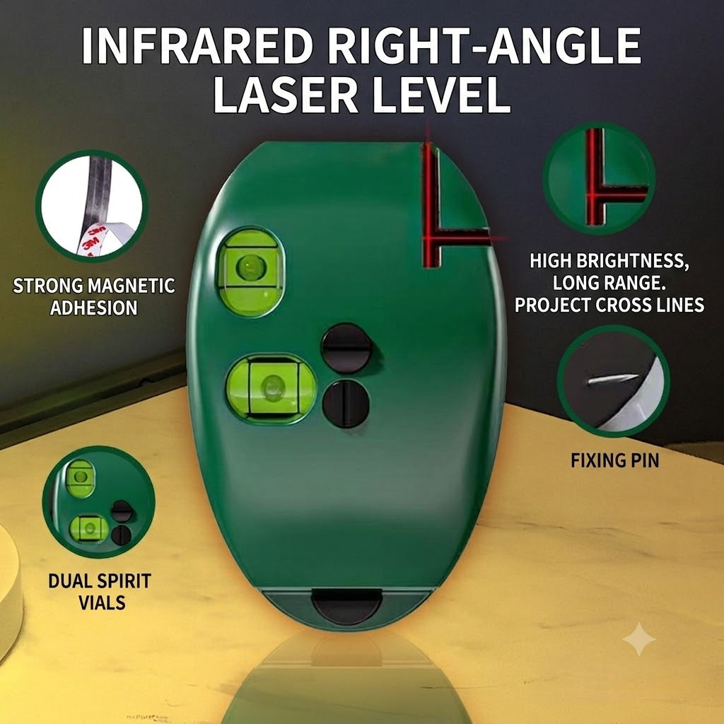 🥳2026 HOT SALE🥳💞50K+ SOLD!🔨🌟 50% OFF! 90° Infrared Level – Bright laser, right angle precision. Perfect for tiling, framing & hanging art. Level up your DIY game! 🖼️✨