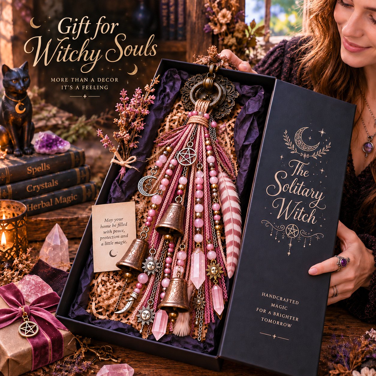 🔮Witchy Door Charm | Bells, Crystals & Celestial Hanging Decor🔮