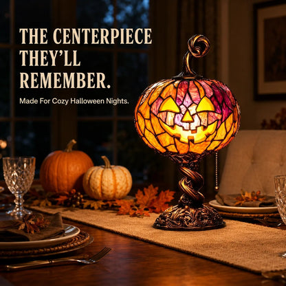 🔥HOT SALE🎃 🎉Halloween Stained Glass Style Pumpkin Table Lamp