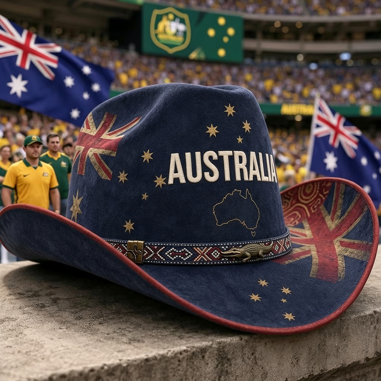 Legendary Nation Cowboy Hat - Premium Embroidered Country Flag Western Hat for Game Day & Festivals