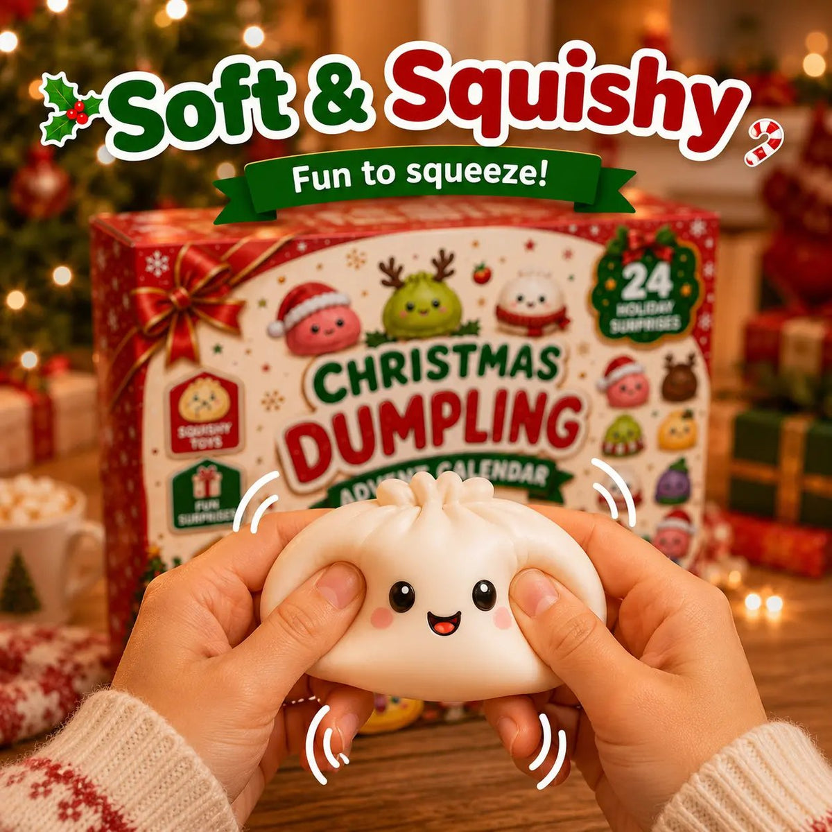 🎄 2026 Christmas Advent Calendar: Mini Dumpling Squishies, 24 Days of Squishy Stress Relief 🥟❄️