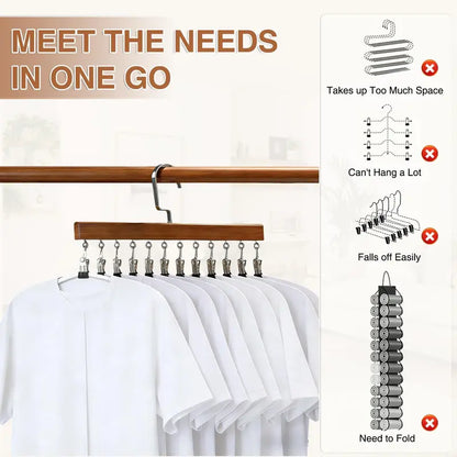 2 Pack Closet Organizer with 12 Clips, Space Saving Hangers for Clothes