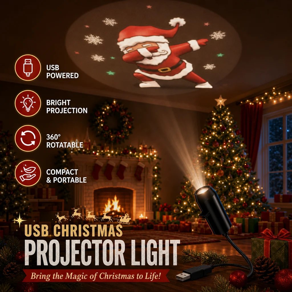 HD Holiday Scene Projector – Swappable Discs, USB Plug & Play | Christmas, Halloween & Galaxy