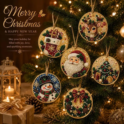 ⏳ Last Day 50% OFF – 🎄Beginner-Friendly Christmas Pearl & Gem Diamond Painting DIY Kit | 6 Festive Ornament Designs with Sparkling Pearls, Faceted Gems & 3D Layered Detail 💕