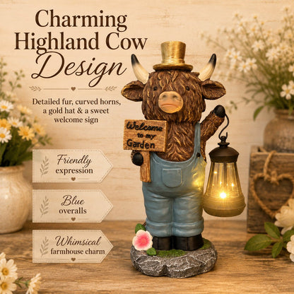 🐮 Solar Powered Highland Cow Light – Waterproof Outdoor Garden & Patio Decor 💡✨