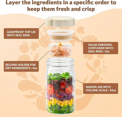 🥗Leak-proof salad lunch jar - with built-in divider