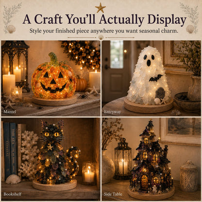 💯⏳49% OFF – 🎃 Beginner-Friendly DIY Lighted Sea Glass Halloween Character Kit Collection | Complete Kit with Sea Glass Pieces, LED Lights & Step-by-Step Guide Included 💕