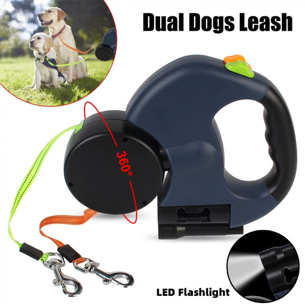 Dual Dog Retractable Leash – 360° Tangle-Free with Separate Controls