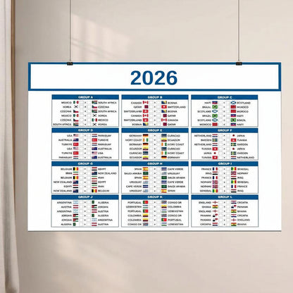 ⚽🏆Graphic World Soccer 2026 Schedule Wall Chart, Soccer Fixtures Chart, Soccer Cup 2026 Result Chart （3 Jumbo Posters ）