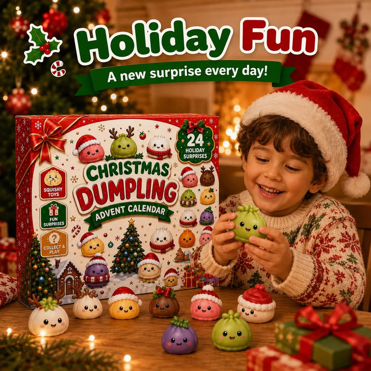 🎄 2026 Christmas Advent Calendar: Mini Dumpling Squishies, 24 Days of Squishy Stress Relief 🥟❄️