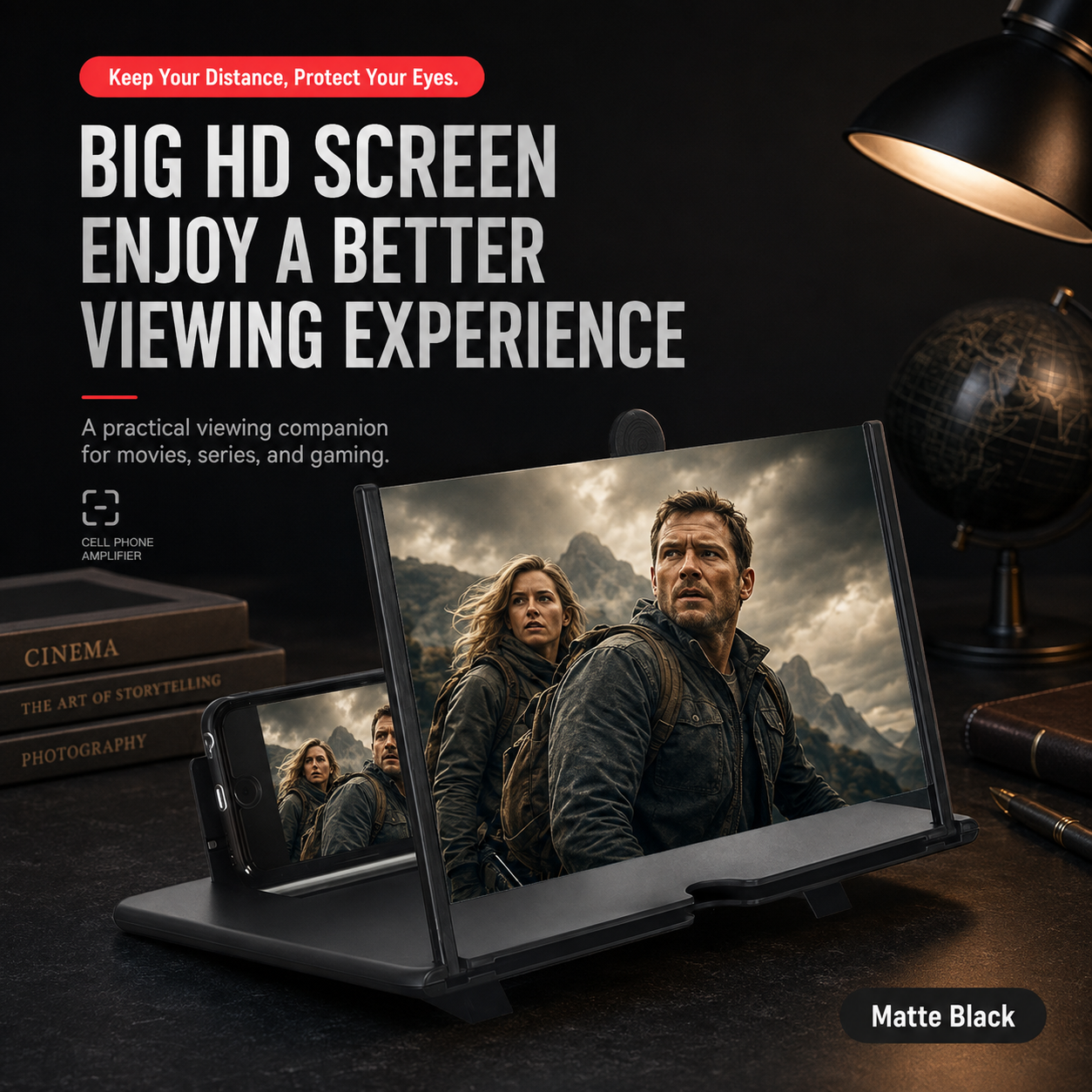 👁️ 3D HD Phone Screen Enlarger – Foldable Eye-Protection Magnifier Stand for Videos & Gaming 📱✨