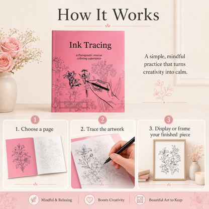 Beginner-Friendly💕Ink Tracing: A Therapeutic Reverse Coloring Experience📚(Deluxe Edition)