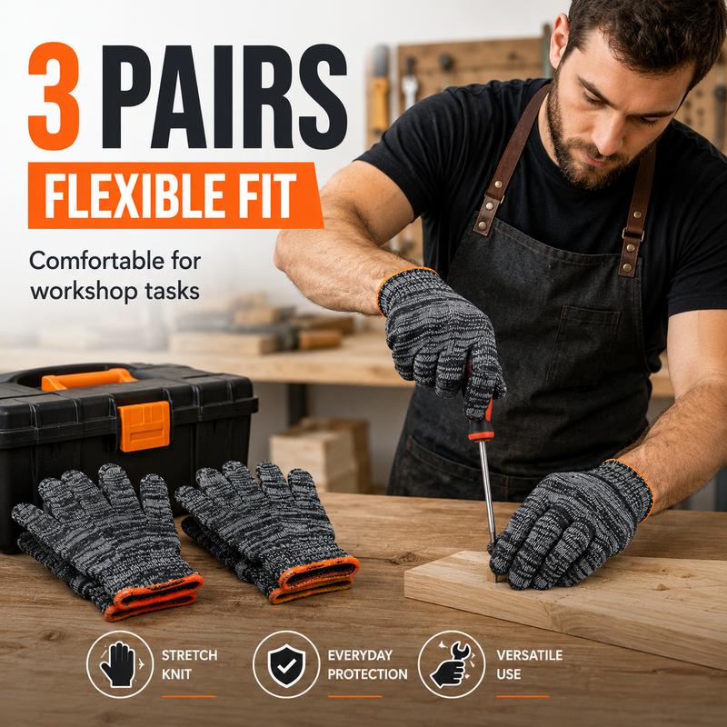 🧤3-Pair Value Pack! Multi-Purpose Everyday Protection Work Gloves ✨