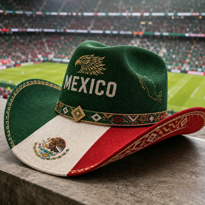 Legendary Nation Cowboy Hat - Premium Embroidered Country Flag Western Hat for Game Day & Festivals