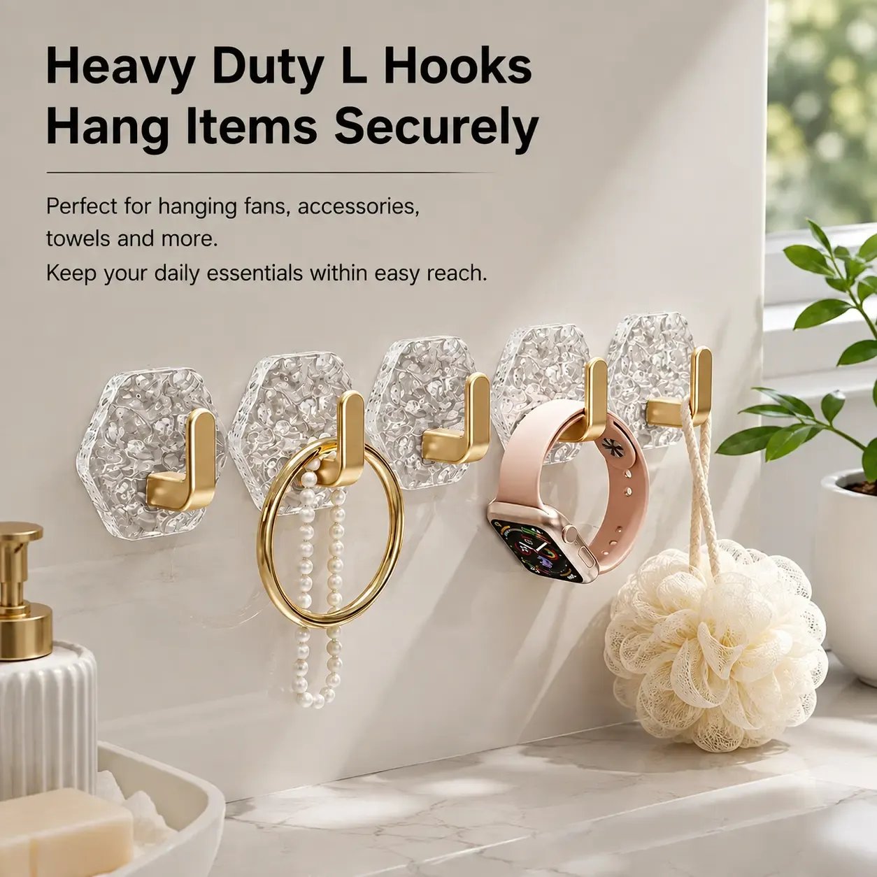 ⚡Heavy-Duty Plastic Self-Adhesive Hexagonal Ripple Hooks