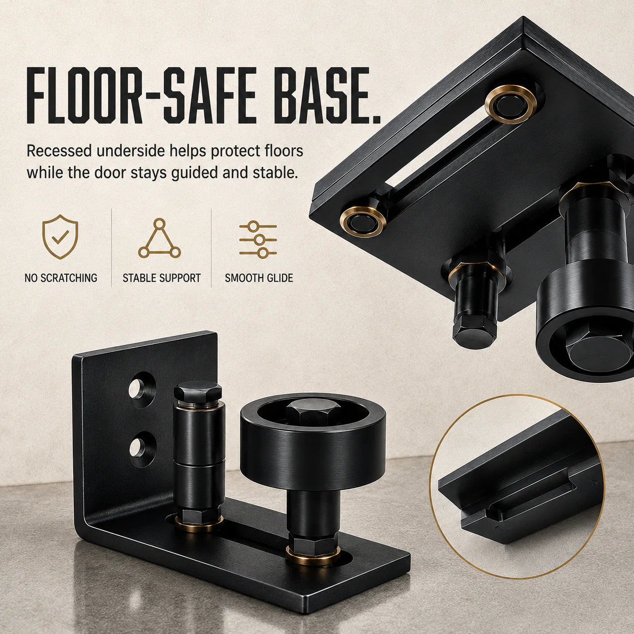 🔥HOT SALE🔥8-in-1 Adjustable Barn Door Floor Guide – Wall-Mount Stay Roller for Smooth, Stable Sliding