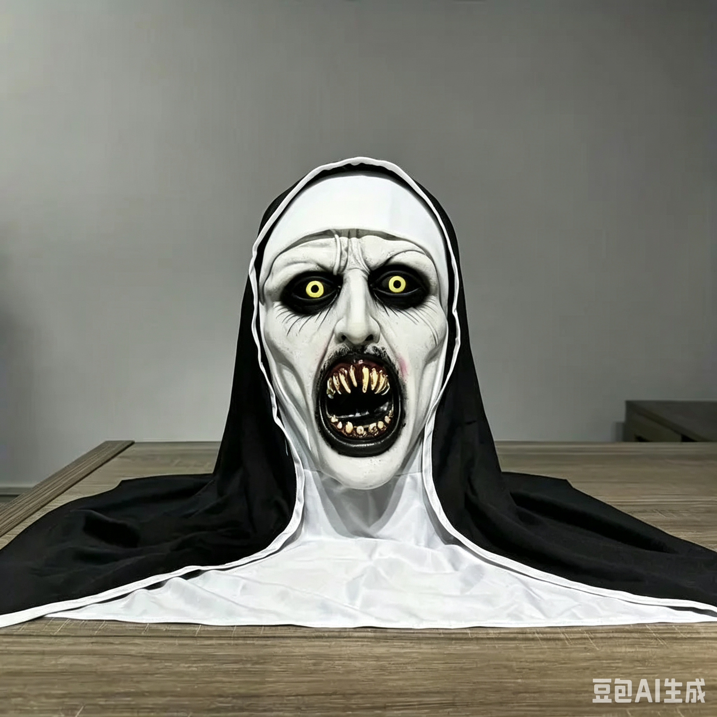 Spooky Qualteus Nun Halloween Mask Latex Handwashable Cosplay Costume Accessory
