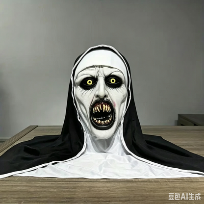 Spooky Qualteus Nun Halloween Mask Latex Handwashable Cosplay Costume Accessory