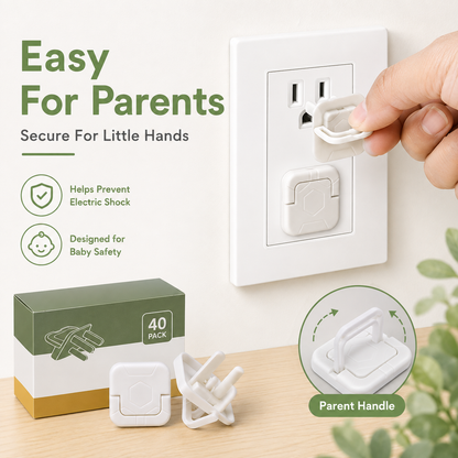 ✨ Baby Proof Socket Covers with Smart Handle Design – Fits 2 & 3 Prong Outlets for Easy Parent Removal