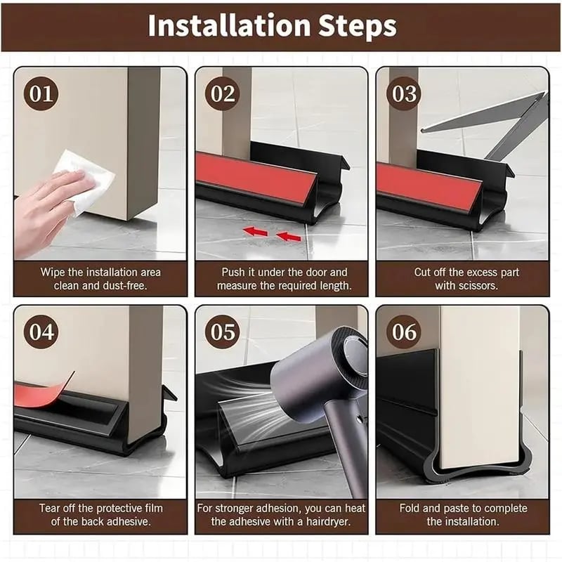 🎁Last Day Promotion 49% OFF🔥Self-Adhesive Triple-Seal Door Draft Stopper – Flexible PVC Soundproof Weather Strip for Noise, Bugs & Energy Saving