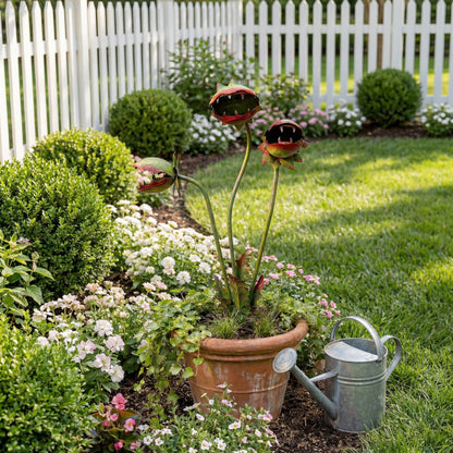 Whimsical Metal Carnivorous Plant Garden Stake