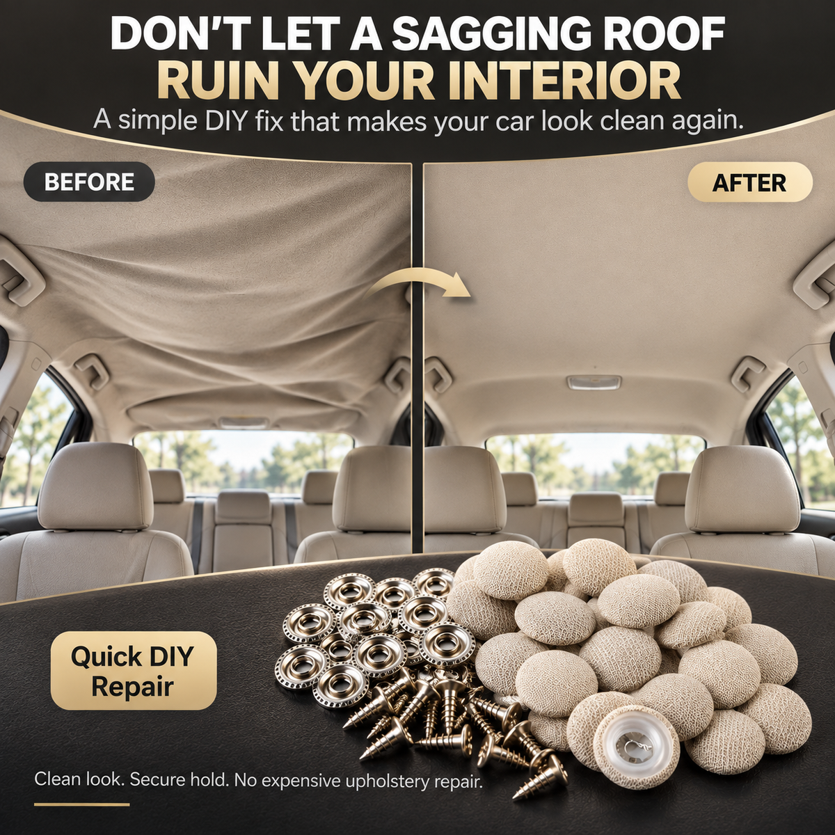 🚗 50-Pack Car Headliner Repair Buttons – Quick DIY Fix for Sagging Roof Liner