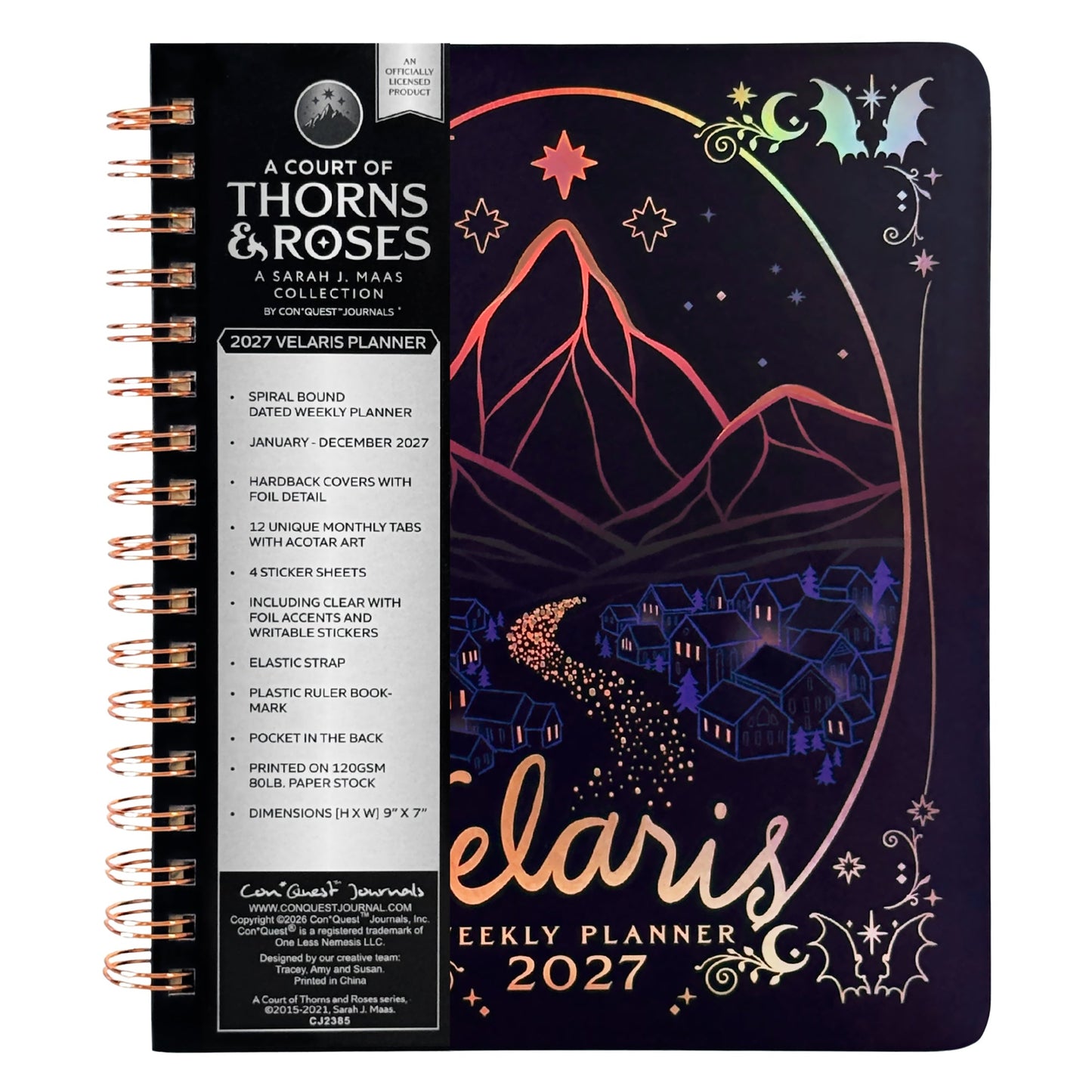 Officially Licensed ACOTAR Velaris 2027 Weekly Planner | Sarah J. Maas Night Court Hardcover Personal Organizer with Iridescent Foil & Stickers