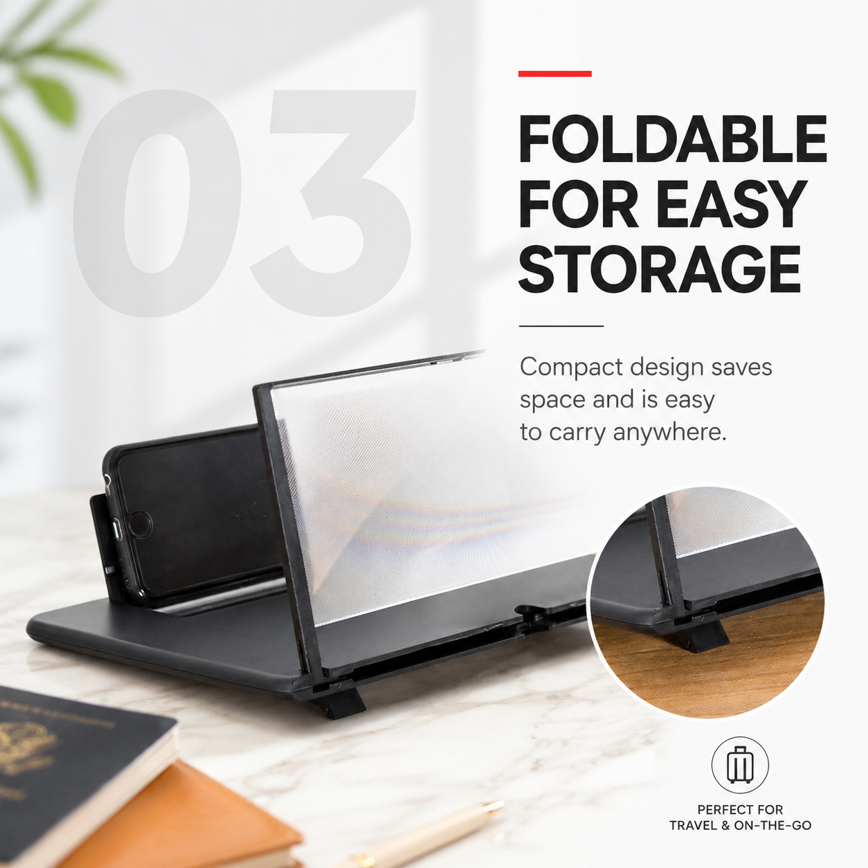 👁️ 3D HD Phone Screen Enlarger – Foldable Eye-Protection Magnifier Stand for Videos & Gaming 📱✨