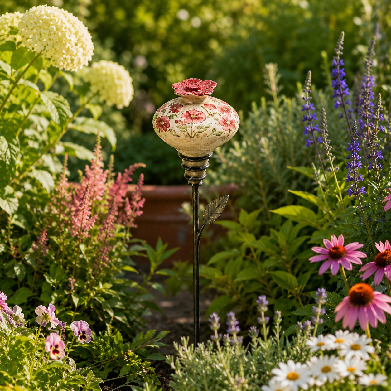 Hand-painted ceramic botanical pattern