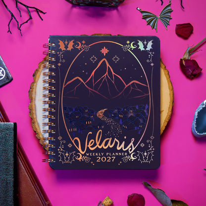 Officially Licensed ACOTAR Velaris 2027 Weekly Planner | Sarah J. Maas Night Court Hardcover Personal Organizer with Iridescent Foil & Stickers