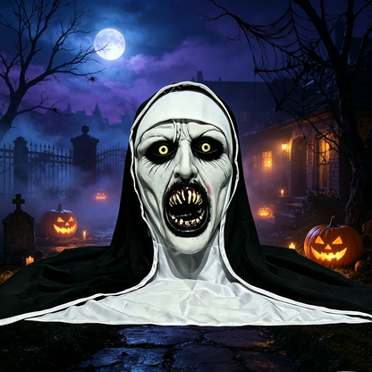 Spooky Qualteus Nun Halloween Mask Latex Handwashable Cosplay Costume Accessory