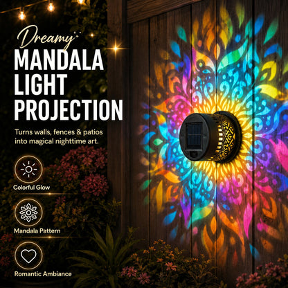 🎇Solar Mandala Wall Light Outdoor Garden Fence Projector Lamp Patio Ambient Decor