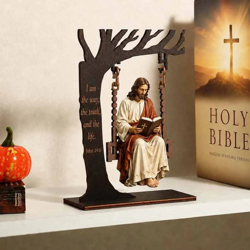 🔥 Buy 2 Get 1 Free ✝️ Jesus Swing Ornament – John 14:6 Christian Faith Table Decor