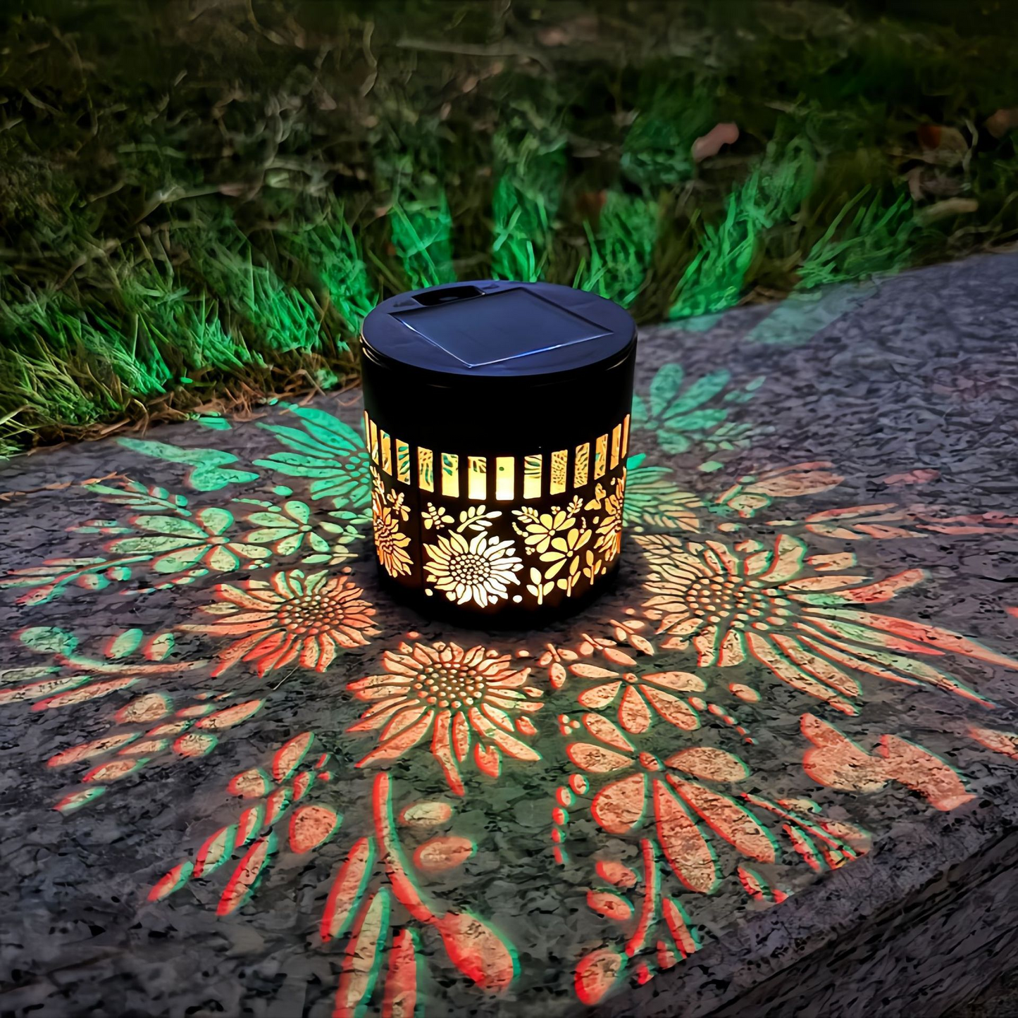 🎇Solar Mandala Wall Light Outdoor Garden Fence Projector Lamp Patio Ambient Decor