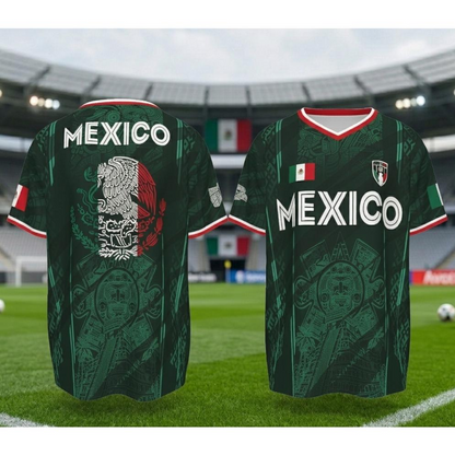 ⚽🏆Mexico 2026 Retro Soccer Jersey – Chichén Itzá Pyramid Graphic All-Over Print Sportswear