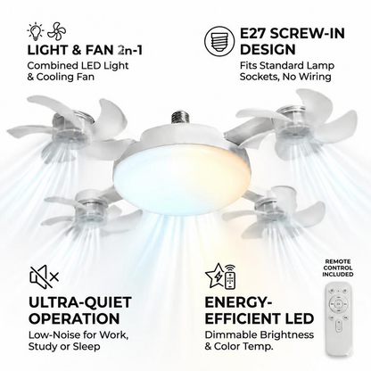 🎁Last Day 50% OFF 🔥2-in-1 Silent LED Fan & Remote 🌪️💡