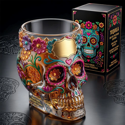 💀 Day of the Dead Inspired Skull Tequila Bottle