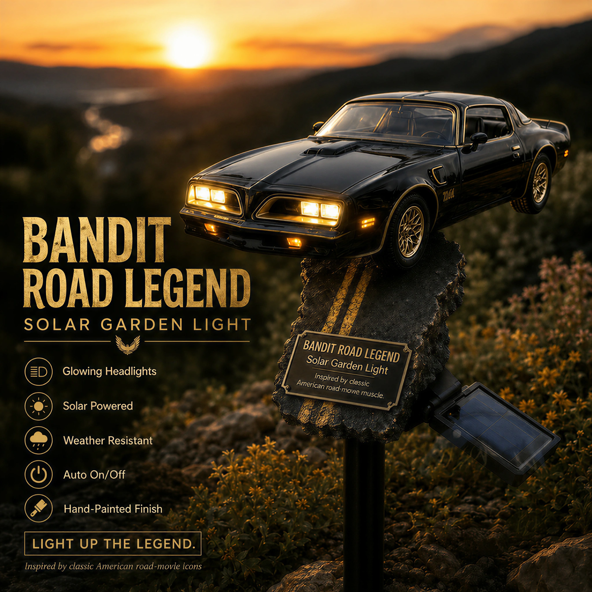 🏎️Bandit Road Legend Muscle Car Solar Garden Light