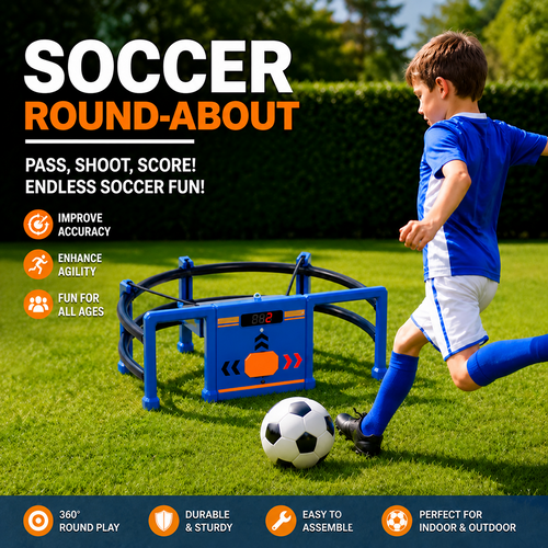 ⚽Soccer Round-About Interactive Soccer Training Game with Auto Scoring, LED Lights & Projector