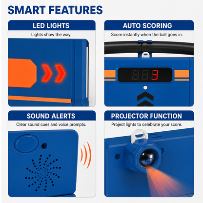 ⚽Soccer Round-About Interactive Soccer Training Game with Auto Scoring, LED Lights & Projector – Indoor & Outdoor Soccer Toy for Kids