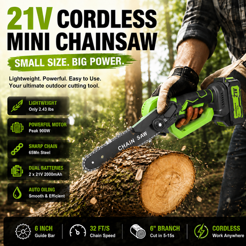 Mini Chainsaw 🔋 6-Inch Portable Electric Chainsaw for Tree Trimming & DIY  URL Handle