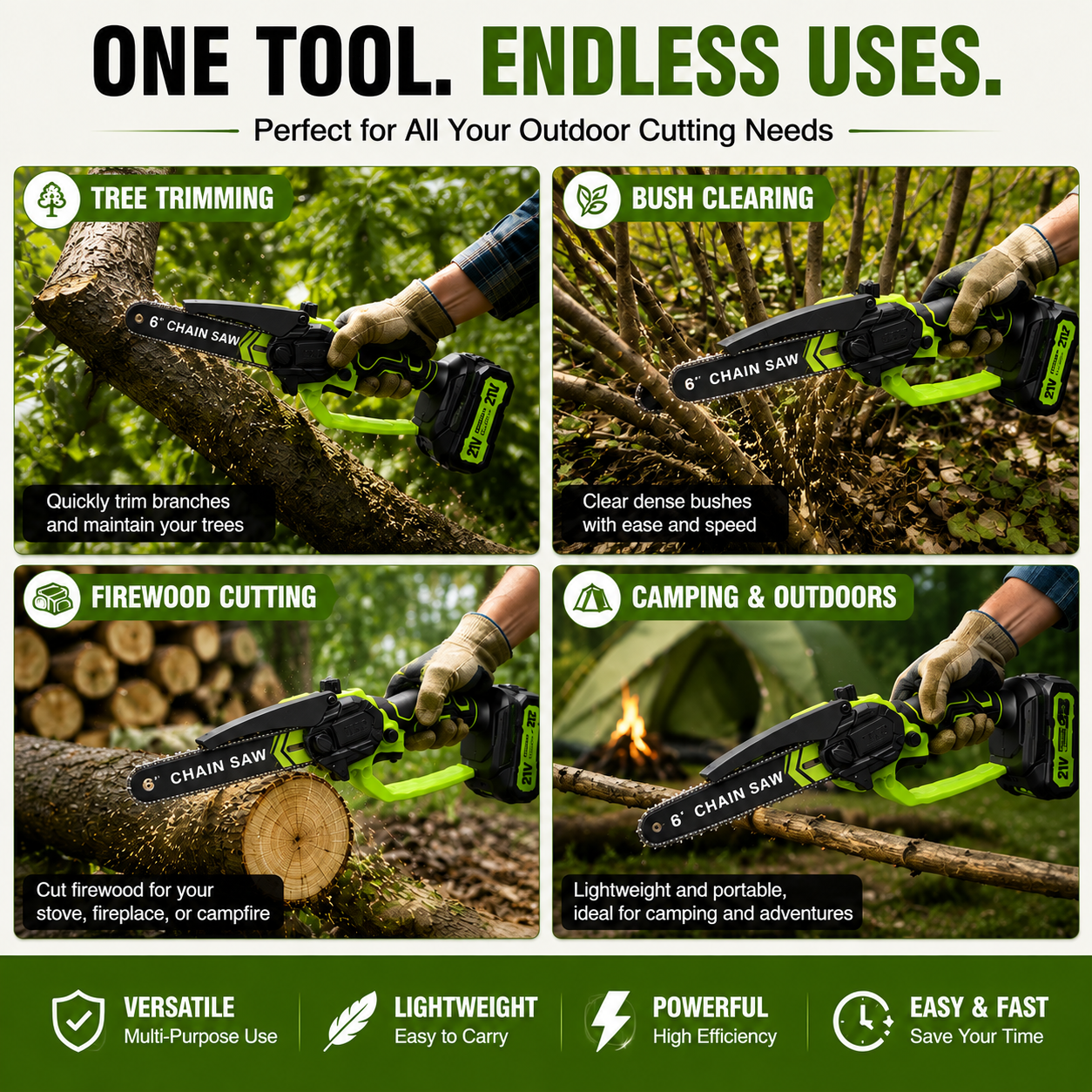 Mini Chainsaw 🔋 6-Inch Portable Electric Chainsaw for Tree Trimming & DIY  URL Handle